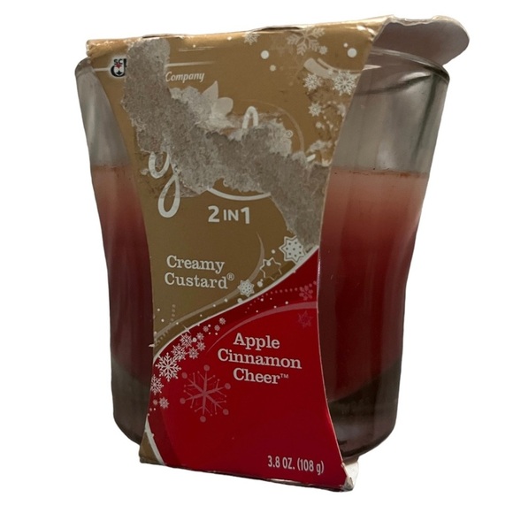 2 brand new glade 2-in-1 creamy custard & apple cinnamon cheer candles - Picture 2 of 4
